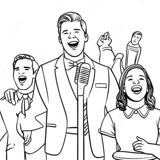Page à colorier du groupe de chant de Glee | Page de coloriage Glee