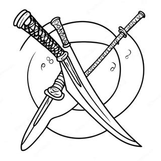 Page à colorier de katana | Page de coloriage Katana