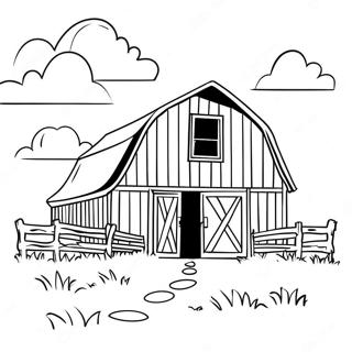 Page à colorier d'une charmante grange rustique | Page de coloriage Rustique