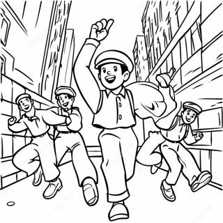 Page à colorier Newsies excitants en action | Page de coloriage Nouvelles
