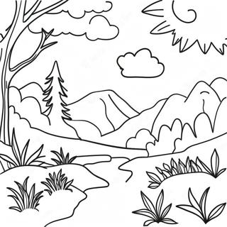Page à colorier de la scène naturelle horizontale | Page de coloriage Horizontal