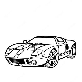 Page à colorier de course de Ford GT classique | Page de coloriage Ford GT