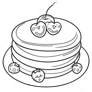 Page à colorier de crêpes moelleuses avec des baies | Page de coloriage Crêpe