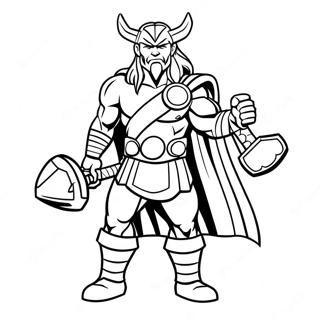 Page à colorier de Thor avec un marteau | Page de coloriage Lego Thor