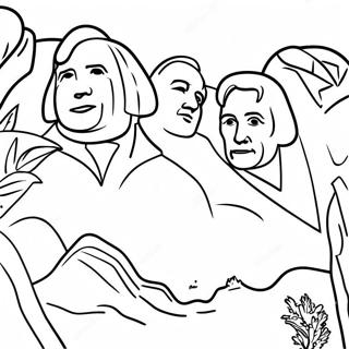 Page à colorier des présidents célèbres sur le Mont Rushmore | Page de coloriage Mont Rushmore