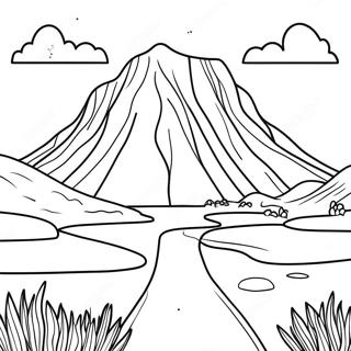 Page à colorier du paysage islandais | Page de coloriage Islande