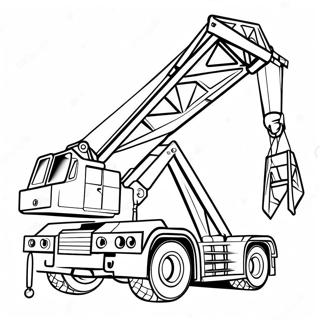 Page à colorier du camion grue de construction | Page de coloriage Grue Camion