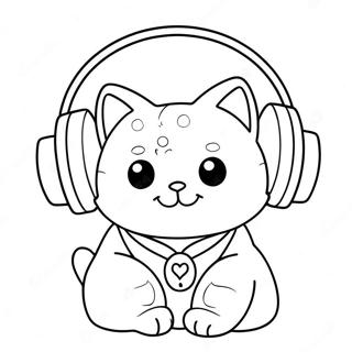 Page à colorier DJ Catnip cool avec des écouteurs | Page de coloriage DJ Catnip
