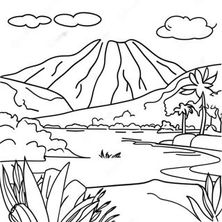 Page à colorier du paysage coloré de la Bolivie | Page de coloriage Bolivie