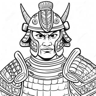 Page à colorier d'armure traditionnelle de samouraï | Page de coloriage Samouraï