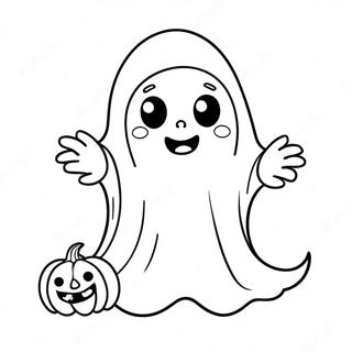 Page à colorier de fantôme d'Halloween mignon | Page de coloriage Halloween facile