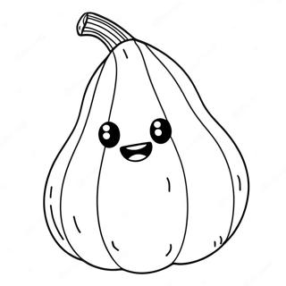 Page à colorier de courge mignonne en dessin animé | Page de coloriage Gourde