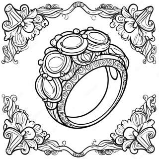 Page à colorier d'une bague de mariage élégante | Page de coloriage Bague