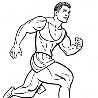 Page à colorier d'un athlète Under Armour en train de courir | Page de coloriage Under Armour