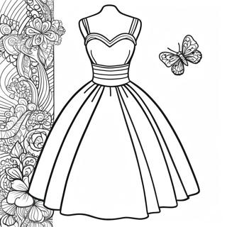 Page à colorier de robe chic à la mode | Page de coloriage Chic à la mode