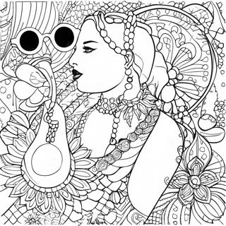 Page à colorier d'accessoires de mode tendance | Page de coloriage Chic à la mode