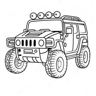 Page à colorier de Hummer tout-terrain cool | Page de coloriage Hummer