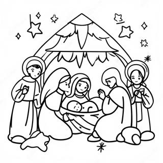 Page à colorier de crèche avec le bébé Jésus | Page de coloriage Naissance de Jésus