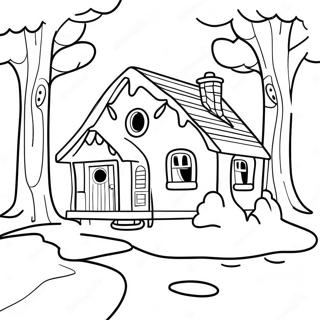 Page à colorier de cottage douillet | Page de coloriage Maison Douce Maison
