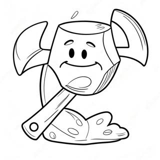 Hache de Dessin Animé avec un Visage Souriant à Colorier | Page de coloriage Axe