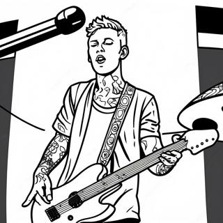 Page à colorier MGK en performance sur scène | Page de coloriage MGK