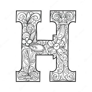 Page à colorier de la lettre H joyeuse | Page de coloriage Lettre H