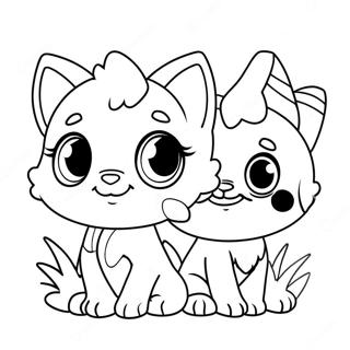Page à colorier de mignons amis animaux LPS | Page de coloriage LPS