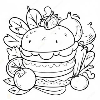 Page à colorier de la nourriture végétalienne | Page de coloriage Végétalien