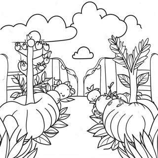Page à colorier du jardin végétalien coloré | Page de coloriage Végétalien