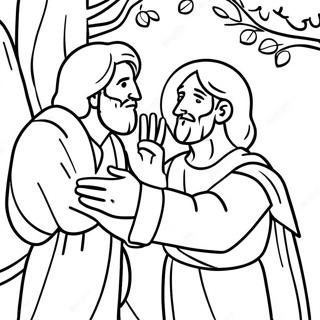 Page à colorier de Zachée rencontrant Jésus | Page de coloriage Zachée