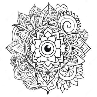 Page à colorier du flux d'énergie coloré des chakras | Page de coloriage Chakra Psychédélique
