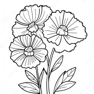 Page à colorier de beau bouquet d'œillets | Page de coloriage Œillet