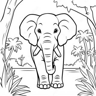 Éléphant Majestueux dans la Jungle à Colorier | Page de coloriage Carnaval des Animaux