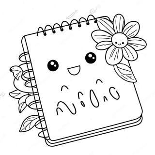 Joli Journal avec des Fleurs à Colorier | Page de coloriage Journal