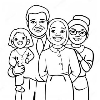 Page à colorier Joyeuse Famille Noire | Page de coloriage PersonnesNoires