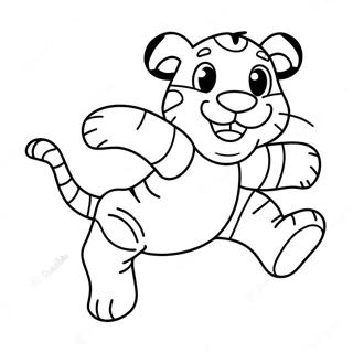 Page à colorier Tigger sautant de manière ludique | Page de coloriage Tigger