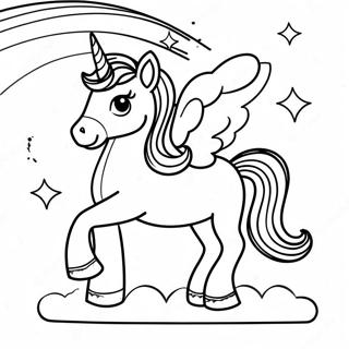 Page à colorier licorne impertinente avec un arc-en-ciel | Page de coloriage Sarcastique