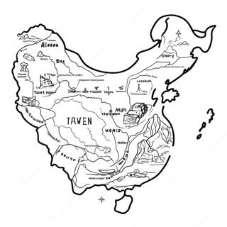 Page à colorier de la carte de Taïwan | Page de coloriage Taïwan