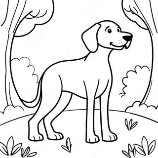Page à colorier de Weimaraner joueur dans le parc | Page de coloriage Weimaraner