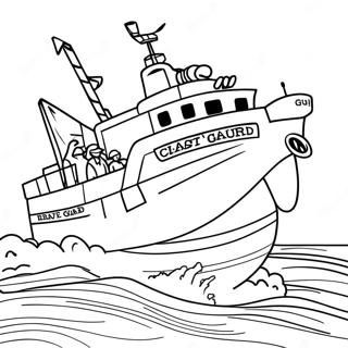Page à colorier de sauvetage courageux de la Garde Côtière | Page de coloriage Garde côtière