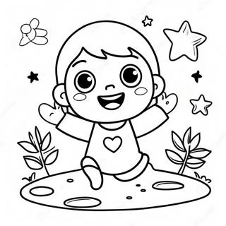 Page à colorier d'un enfant heureux jouant | Page de coloriage Personne
