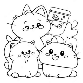 Page à colorier Chococat mignon avec des amis | Page de coloriage Chococat