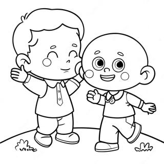 Page à colorier Petit Bill Jouant avec des Amis | Page de coloriage Petit Bill