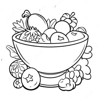 Page à colorier Bol de Céréales avec des Fruits Colorés | Page de coloriage Céréale