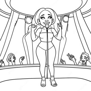 Page à colorier Doja Cat Chantant sur Scène | Page de coloriage Doja Cat