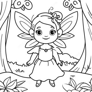 Page à colorier de la fée enchantée dans la forêt magique | Page de coloriage Forêt Magique