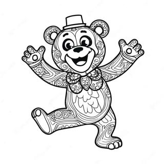 Page à colorier de l'ours Grateful Dead dansant en couleur | Page de coloriage Ours Grateful Dead