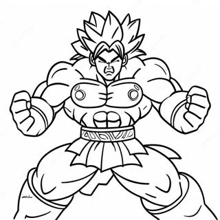 Page à colorier de Broly en pose de combat | Page de coloriage Broly