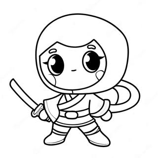 Page à colorier de la fille ninja mignonne | Page de coloriage Fille Ninja
