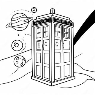 Page à colorier de la TARDIS dans l'espace | Page de coloriage Dr. Who